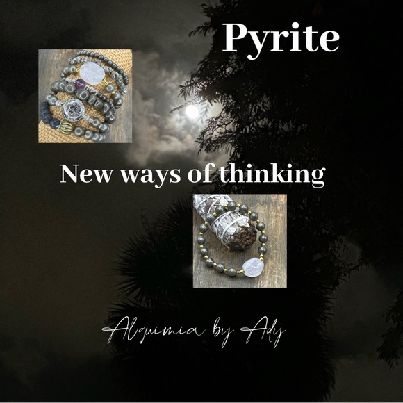 pyrite beaded bracelet /manifesting will power and clarity/ super dainty - Picture 5 of 7